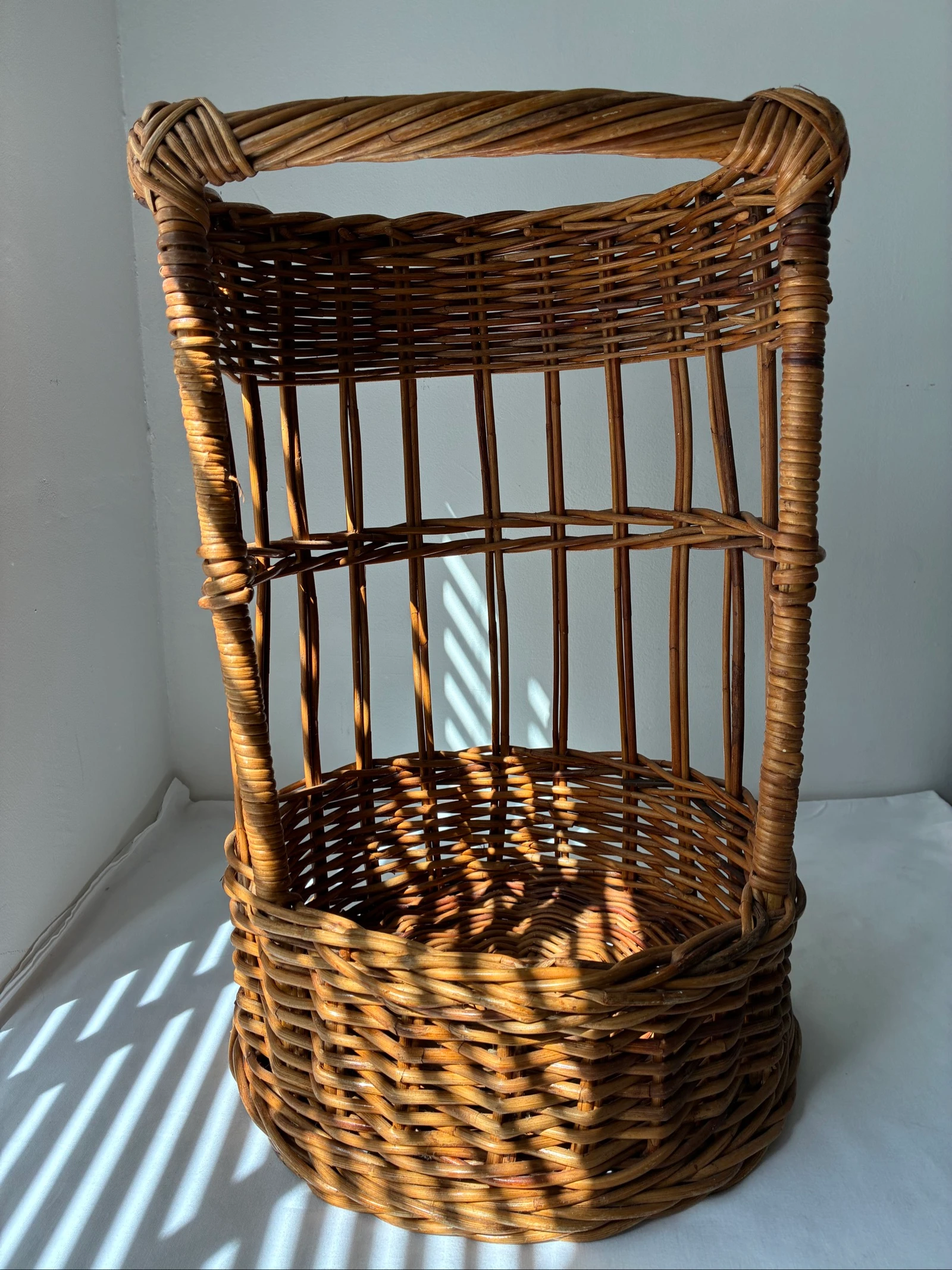 Vintage Franse rotan baguette mand / paraplubak